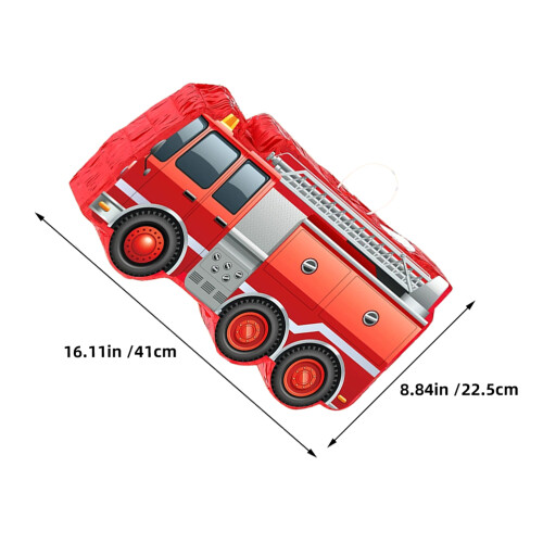 1 Set Fire Truck Pinatas with Blindfold Bat and Confetti 2