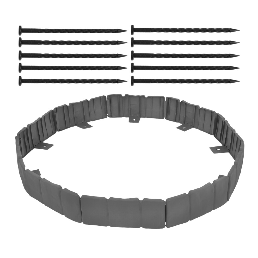 10Pcs Plastic Garden Edging With Nails, Stone Look Lawn Border Outdoor 3231173540230