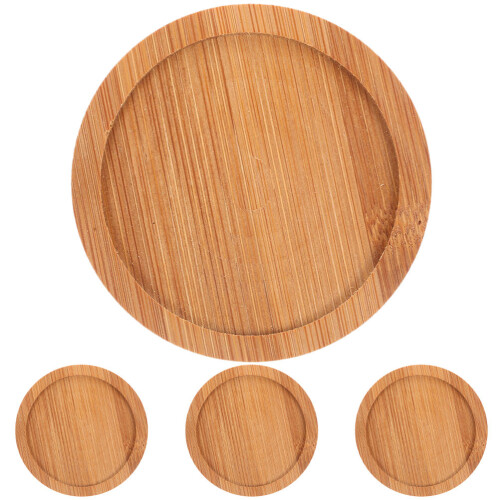 4pcs round bamboo coasters for drinks, small saucers for home 1