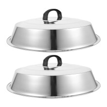 2Pcs Thickened Stainless Steel Griddle Basting Dome Cooking Pot Lid