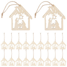 120 stuks hangertje The Birth of Jesus met hennepkoord (kaki)