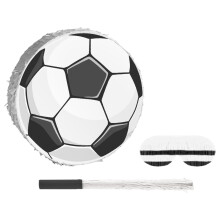 1 set voetbalpiñata met stick en blinddoek voor kinderfeest