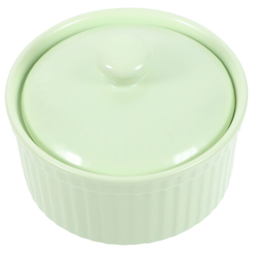 keramik backschale mit deckel für pudding, , dessert – grün 2