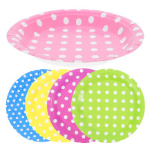 60pcs 7 inch multicolor dot paper trays for party wedding birthday