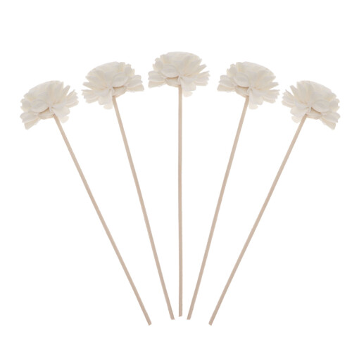 15 rattanstäbchen diffusor mit aromölduft, blumenkopfdekor ivory