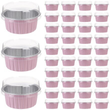 50pcs thickened aluminum foil baking cups with lid for muffins cakes