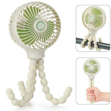 Mini Handheld Personal Portable Fan, Stroller Fan, Car Seat Fan, USB or Battery Operated, Student Bed Desk Bicycle Crib Treadmill Camping Travel (Beig
