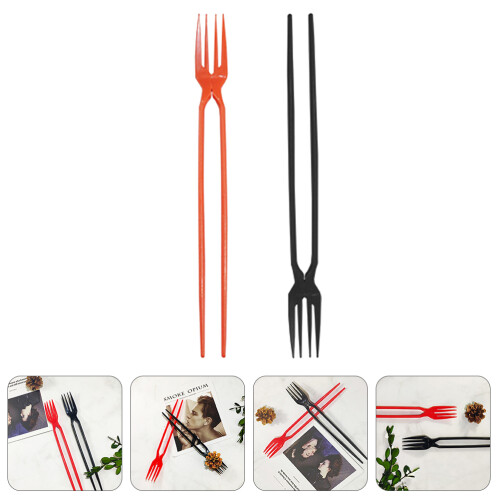 2 2-in-1 essstäbchen gabel aus kunststoff, einweg 2