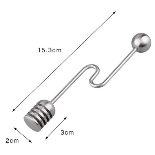 honiglöffel mit gebogenem griff und rührstäbchen für 1