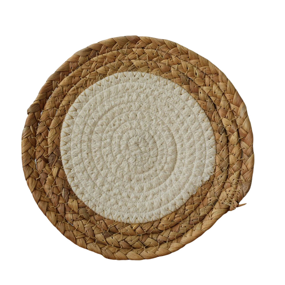 (white line, 15cm) Round Table Mat Coaster Pad Woven Insulation Placemat Nordic Style-image-OPC-PKKDYHP-NEW