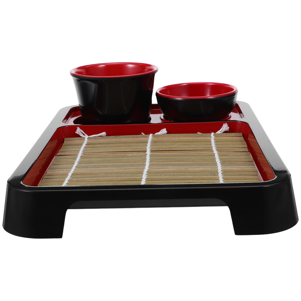 japanese style cold noodle tray rectangular soba plate with bamboo mat-image-OPC-PKKF6HB-NEW
