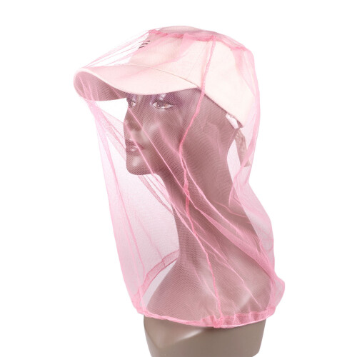flexible mosquito hat with mesh face protector for outdoor pink