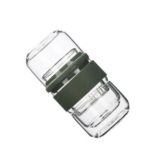 portable glass tea set with two cups for travel, green
