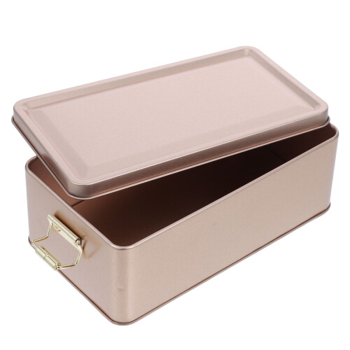 Rectangular Tin Can Metal Storage Box with Lid for Kitchen Cookies
