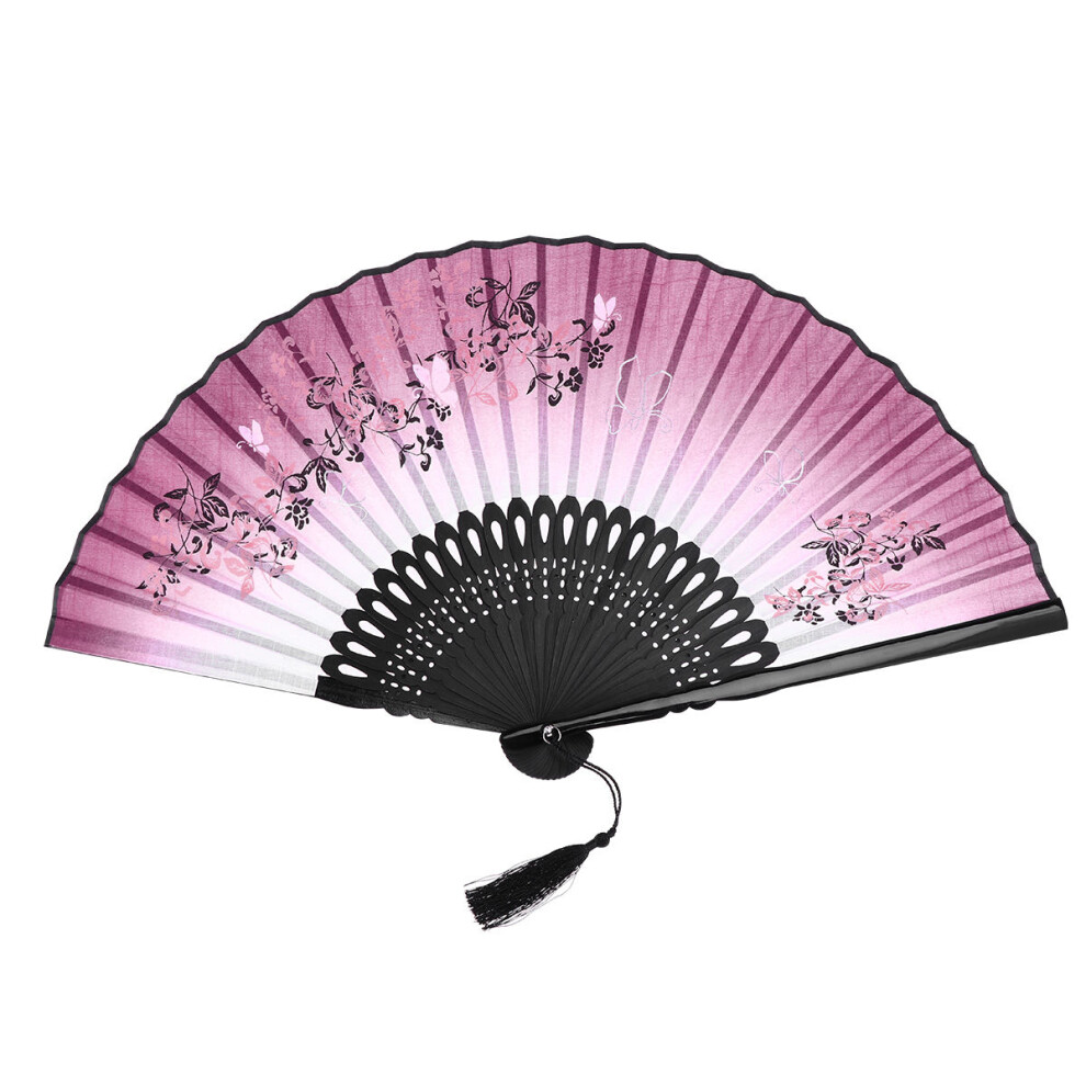 rosenice bamboo folding fan with tassel wine red black-image-OPC-PKKF8BT-NEW