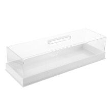 Modern White Acrylic Cake Display Box with Lid for Bakery & Home