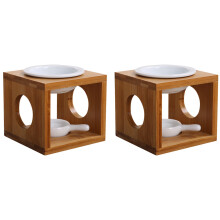 2er Set Bambusholz-Hohlraum-Duftlampe, Aromaölbrenner mit Kerzenhalter