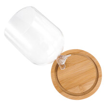 dried flower glass dome with wood base