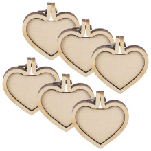 6 Stuks Mini Borduurhoop Hout 4x4 Cm Hartvormig Beige