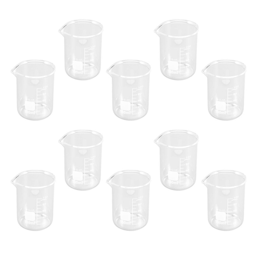 Villcase 10 Pcs Glass Graduated Beakers For Laboratory Liquid Measuring