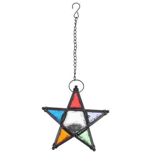 colorful hanging pentagram candle holder lantern