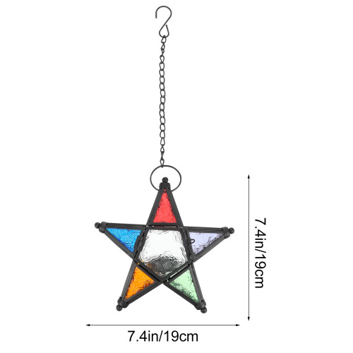 colorful hanging pentagram candle holder lantern 1