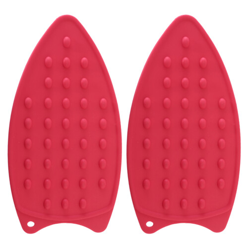 2pcs thick silicone iron rest pad, waterproof anti-slip mat (red)