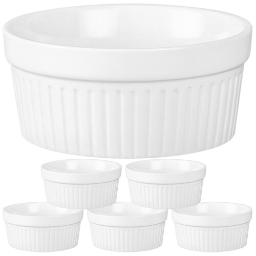 6 pcs ceramic dessert cups for pudding and baking, household use