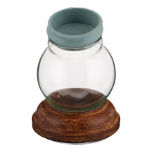 Black Glass DIY Snow Globe with Rubber Seal and Wooden Base Kit