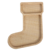 holzplatte strumpfform mit fächern für vorspeisen, snacks, obst, dessert