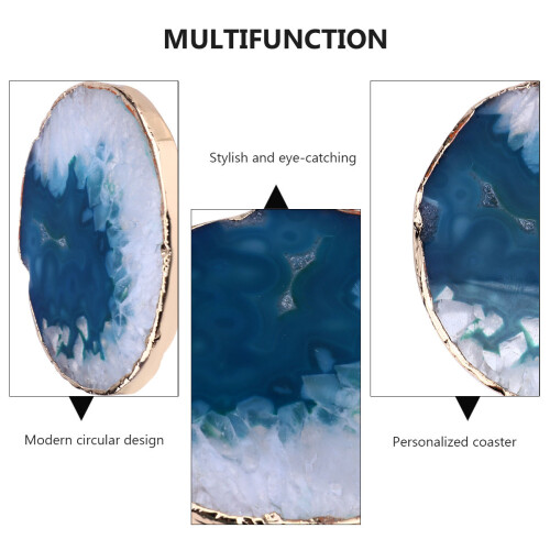 1pc Agate Stone Geometric Round Coaster Heat Insulation Pad 2