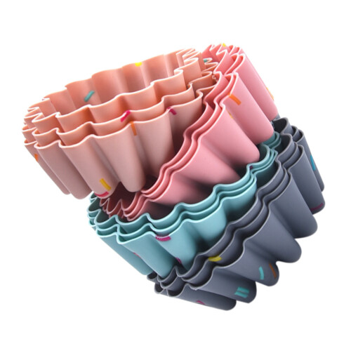 12Pcs Multipurpose Silicone Baking Molds Flexible Non-Stick DIY Trays