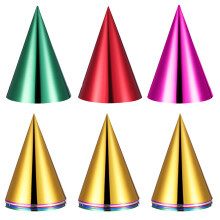 60 pcs metallic paper cone hats with elastic string for birthdays