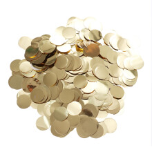 golden romantic paper confetti rounds for wedding party table throwing