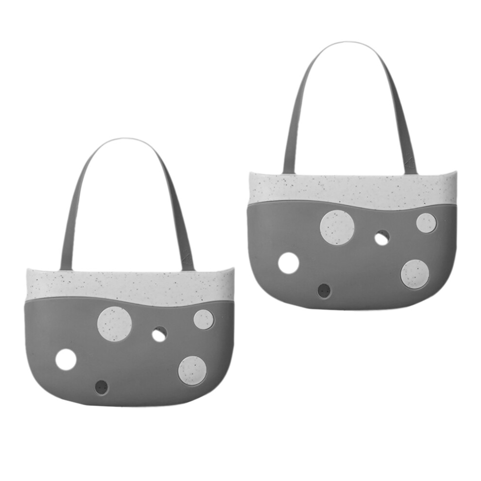2Pcs Grey Sink Drain Rack With Dot Pattern For Sponge Storage 3231800081129