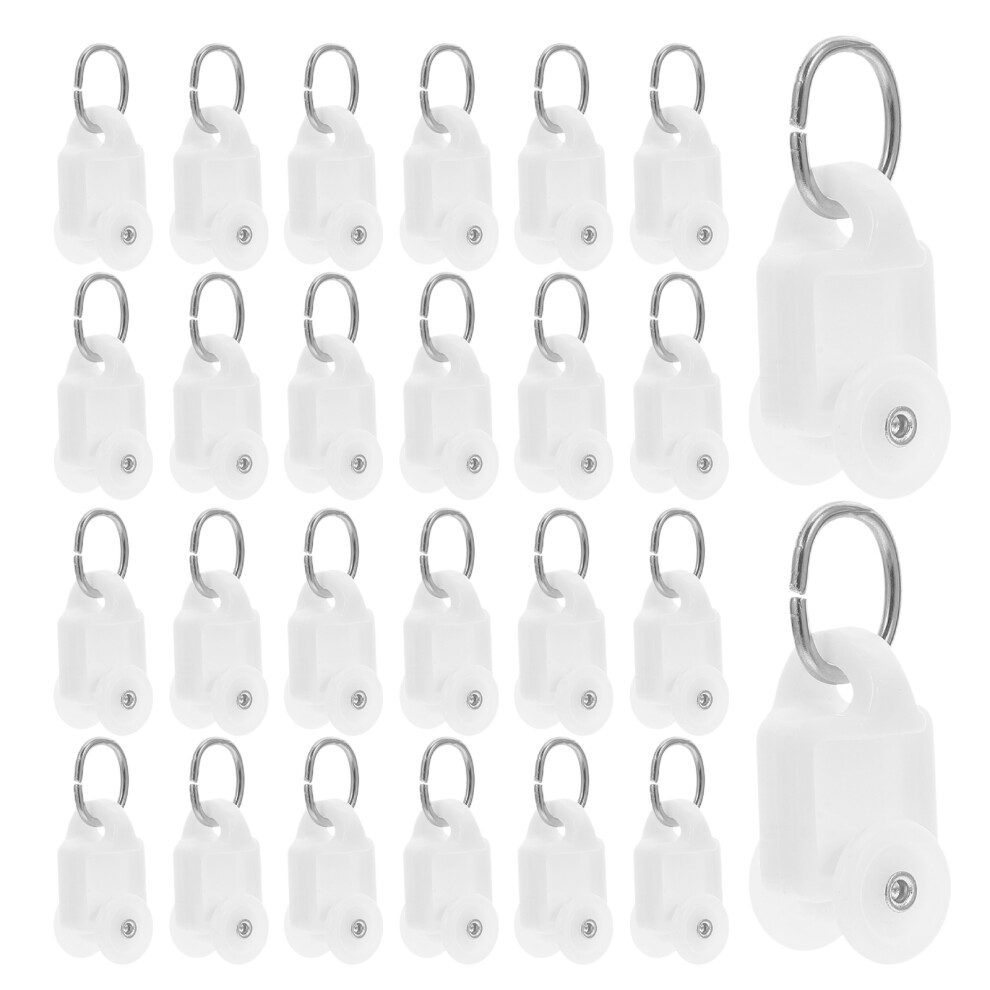 100 Szt. Rolek Do Szyn ZasłOnowych Z Hakiem, Plastikowe PodwóJne-image