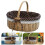 picnic bag wicker storage with linen inner in coffee white dots 11