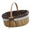 picnic bag wicker storage with linen inner in coffee white dots 1