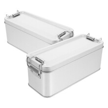 2pcs Rectangular Tinplate Box with Buckle for Cookies Biscuits Candy