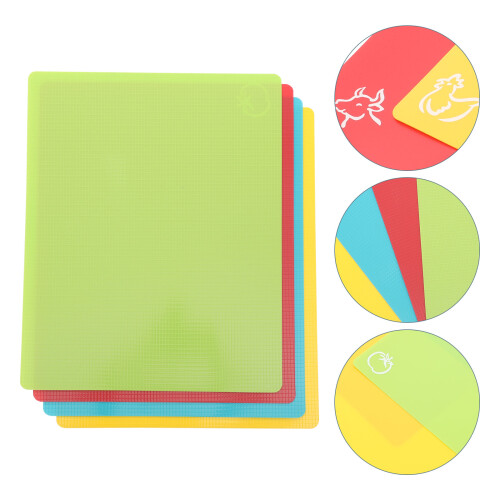 4 pcs kitchen chopping board, reusable nonslip cutting board for kids 2
