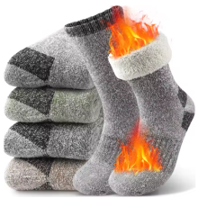 3 Pairs Winter Men Socks Super Thick Thermal Mid Calf Socks Skiing Sports Socks