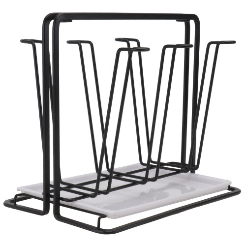 Cup Rack Drain Rack Black Iron 1pcs