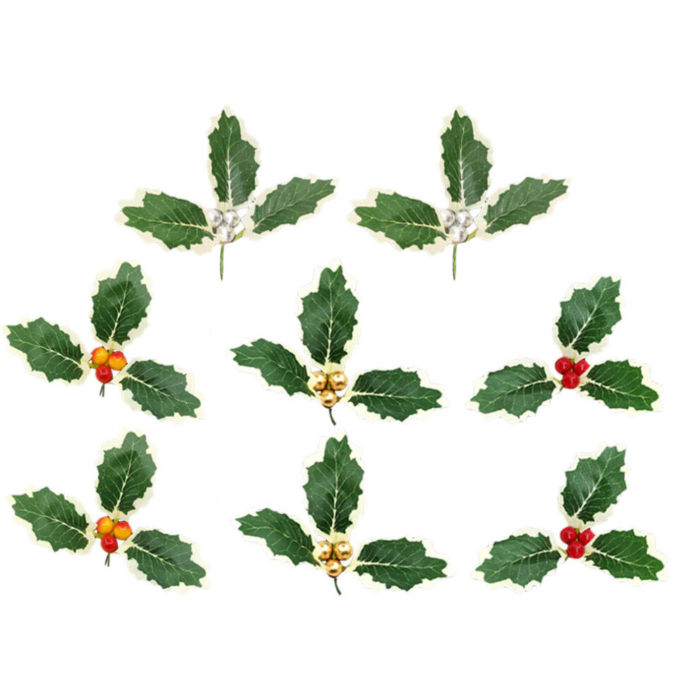 24 pcs artificial red berries with leaves for christmas diy ornaments-image-OPC-PKKHXDY-NEW