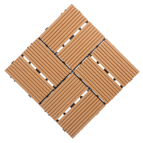 Light Brown Plastic Wood Interlocking Floor Tiles for Patio Deck