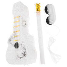 violin piñata with stick, blindfold and candy for birthday parties