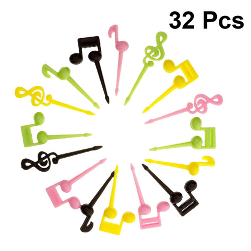 32pcs cartoon music note fruit picks for kids, 16pcs per pack 2