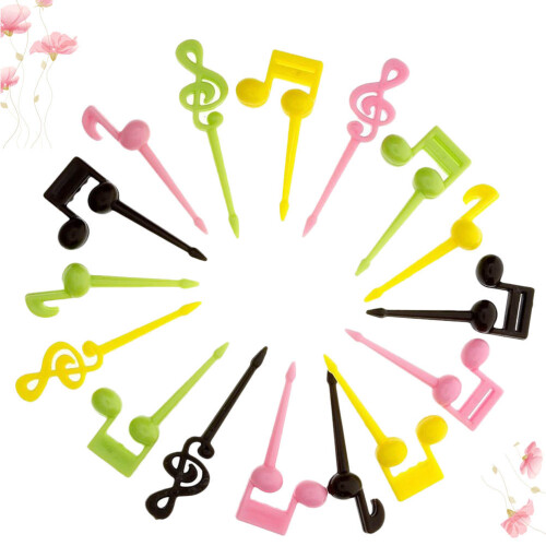 32pcs cartoon music note fruit picks for kids, 16pcs per pack 1