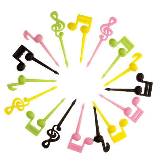 32pcs cartoon music note fruit picks for kids, 16pcs per pack