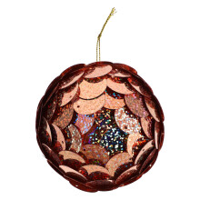 2Pcs Orange Sequin Holiday Party Ball Ornaments Plastic Xmas Tree