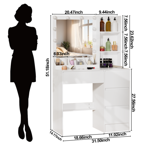 Vanity Desk with 10 LED Lighted Mirror for Makeup 2